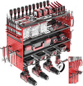 Power Tool Organizer Wall Mount, Cordless Drill Hanger Storage Rack 8 Drill Holder, 4 Layer Heavy Metal Large Capacity Tool R