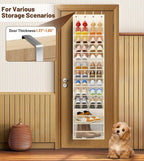 MISSLO 12 Tier Over the Door Shoe Organizer Breathable Mesh Hanging Shoe Rack for Closet Storage Shoe Holder for Door Fit 24 
