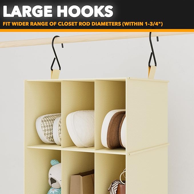SpaceAid 2 Pack Hanging Closet Organizer and Storage with Dividers, 24 Compartments Hanging Shoe Shelves for Closet, Wardrobe