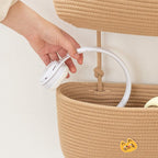 TeoKJ Over the Door Hanging Basket, 3-Tier Woven Cotton Wall-Mounted Storage Organizer Bag Decorative Hanging Nursery Baskets