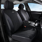 Coverado Car Seat Covers Full Set, Automotive Seat Covers 5-piece, Leather Car Protectors 5 Seats, Black Auto Seat Covers Spi