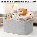 96L Large Blanket Basket,24"x16"x15"Rectangle Storage Bin with Handles,Woven Rope Laundry Basket for Toys, Clothes,Magazines,
