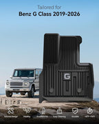 3W Floor Mats Fit for 2019-2025 2026 Mercedes-Benz G Class/G500/G550/AMG G63 SUV TPE All Weather Custom Fit Floor Liner for Benz G Class 1st & 2nd Row Car Mats, Black