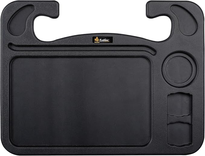 EcoNour 4 in 1 Car Steering Wheel Tray - 2026 Upgraded Tray with Dual Sauce Dip Holder and Tablet Holder | Spacious Steering Wheel Desk for Food and Laptop | Car Accessories (Large)