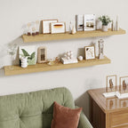 48 Inch Floating Shelves | 6.5 Inch Deep Oak Floating Shelves Set of 2 | 48" W x 6.5" D Rustic Oak Shelves with Invisible Bra