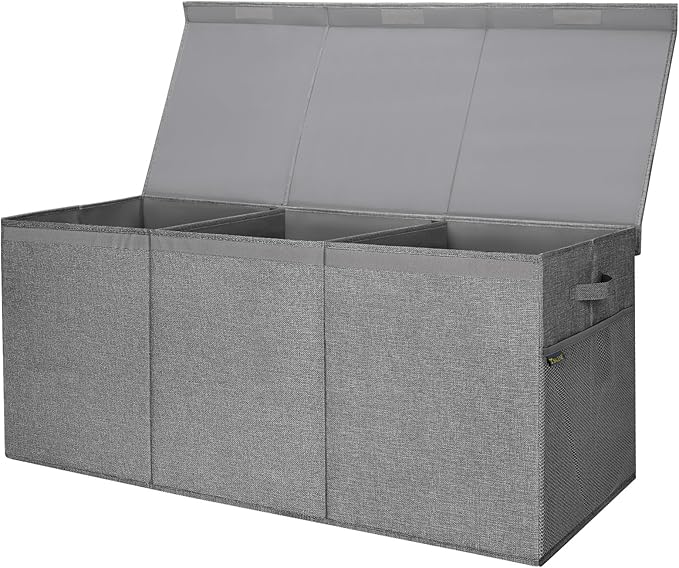 BALEINE Fabric Storage Bins with Lid, Collapsible Extra Large Storage Boxes Bins Baskets with Divider for Home Organizing (37