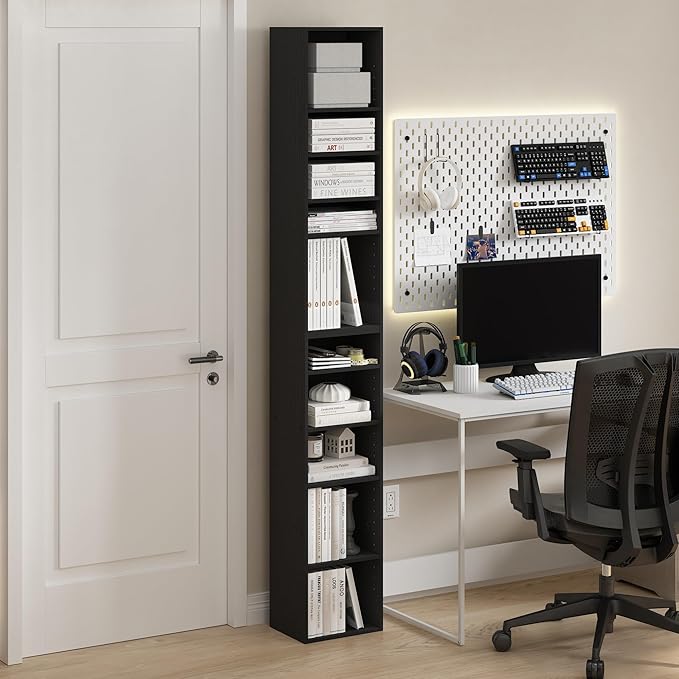 Furinno PASIR Book Shelf, 10-Tier Bookshelf, Bookcase with Open Shelf, 9.2 x 11.8 x 78.7, for Living Room, Bedroom, Home Offi