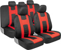 BDK carXS Forza Red Car Seat Covers Full Set, Two-Tone Front Seat Covers with Matching Back Seat Cover for Cars, PolyCloth Pr