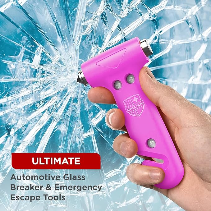 Swiss Safe 5-in-1 Emergency Car Safety Hammer – Car Window Breaker & Seatbelt Cutter, Heavy-Duty Escape Tool for Vehicle Emer