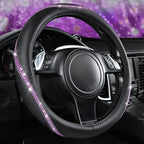 CAR PASS Bling Diamond Black Leather Steering Wheel Cover, Studded Crystal Rhinestones Universal Fit 14" 1/2-15" Glitter for Women Sparkle Girl Fit Suvs,Vans,Sedans,Car,Trucks, Purple Diamond