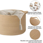 90L Large Blanket Basket, 21.7"x 21.7"x 13.8" Rope Woven Storage Basket with Handles, Laundry Hamper for Toys, Clothes, Pillo