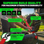 Rhino USA Retractable Ratchet Straps (2-Pack) - 2 Inch x 10 Feet (3,033lb Break Strength) - Heavy Duty Auto Self Retracting Tie Down Straps for Truck, Cargo Trailer, Motorcycle, Rad & More - Red