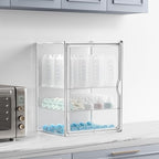 HBlife Baby Bottle Storage Organizer for Countertop Cabinet, 3 Tiers Adjustable Clear Acrylic Bottles Storage Station Case Bo