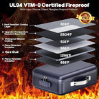 Fireproof Document Box, Hard Case Highly Flame-Resistant Fire Proof Waterproof File Organizer with Lock, Portable Fire Safe f