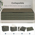 Graciadeco Large 17" 36 Quart Collapsible Stackable Storage Bins with Lids, 3 Packs Dark green Foldable Fabric Closet Storage