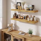 Fun Memories Floating Shelves Set of 2, 40 Inch Long Wooden Wall Shelves, 10 Inch Deep Wall Mounted Storage Shelf with Metal 