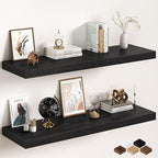 Black Floating Shelves 48Inch Long, 12 Inch Deep Floating Shelves for Wall, 48 x 12 Large Floating Shelf for Fireplace Mantel