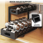 2 Pack 21IN-Depth Under Sink Organizer,Pull Out Cabinet Organizer With Smooth Cylindrical Rail,Metal Slide Out Drawer for Kit