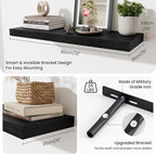 Fun Memories Floating Shelves for Wall, 32 Inch Long Floating Shelves Set of 2, 32 x 10 Wooden Shelves for Wall, Large Storag