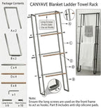 CANYAVE Metal Leaning Ladder Towel Rack, 4-Tier Blanket Stand for Bathroom Living Room, No Drilling Quilt Storage Organizer (