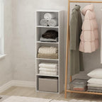 Furinno Reed Closet Organizers and Storage, 5-Tier Closet Organizer, Open Shelf Closet Storage, for Wardrobe, Bedroom, Living