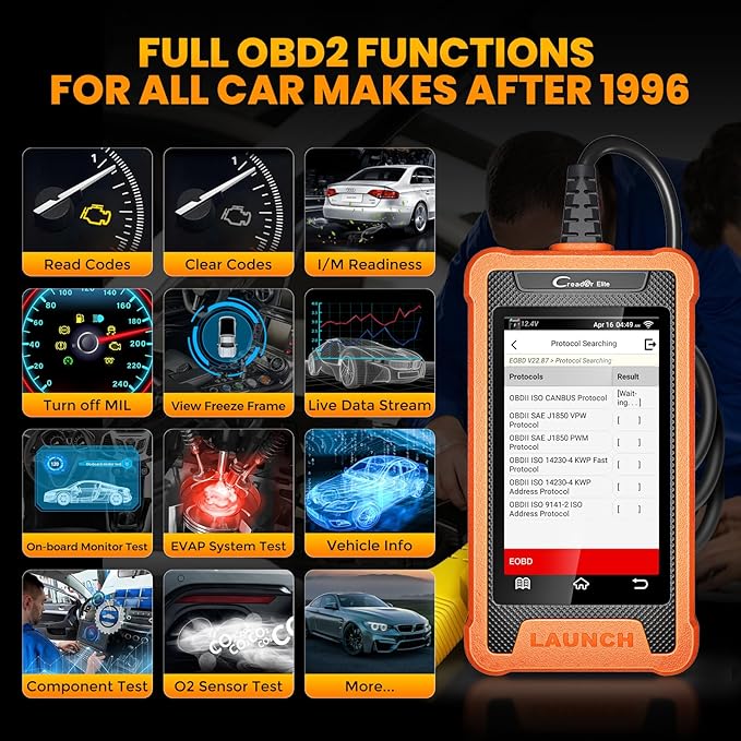 LAUNCH Creader Elite OBD2 Scanner Diagnostic Tool Fit for Audi Volkswagen Skoda Seat,Full System All Reset Bi-Directional Code