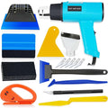 Vinyl Wrap & Window Tint Tool Kit – 12Piece with 1200W Heat Gun, Felt Edge Squeegee, Glass Squeegee, Edge Trimmer, and Precision Knife Cutter for Car Wraps, Window Film, PPF, Decals, and Graphics