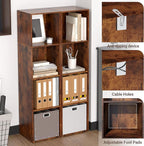 Cube Storage Organizer, 4 Cube Retro Bookshelf, Freestanding 4 Tier Open Shelf, Rustic Brown Retro Shelves for Home Office, B