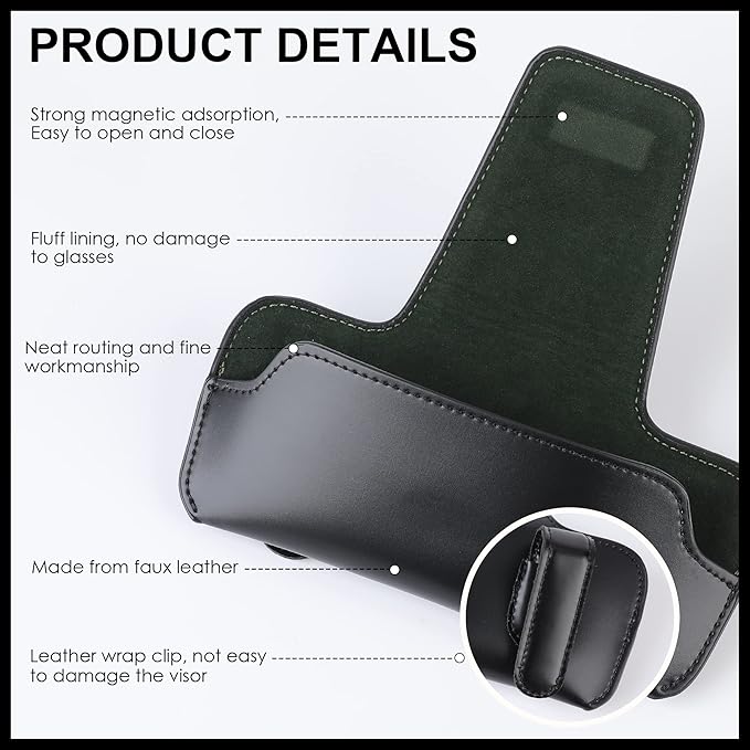 Sunglass Holder for Car Visor, Car Sunglasses Holder Leather, Eyeglasses Holder Glasses Storage Case Visor Accessories