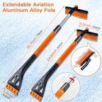 Kairiyard 31" Snow Brush and Ice Scrapers for Car Windshield, Detachable Extendable 360° Pivoting Snow Scrapers and Brush with Ergonomic Foam Grip for Car,Truck,SUV(Orange)