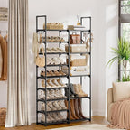 WOWLIVE 9 Tiers Shoe Rack Shoe Storage Shoe Organizer 30-35 Pairs Shoe Tower Unit Shelf Durable Metal Pipes with Plastic Conn