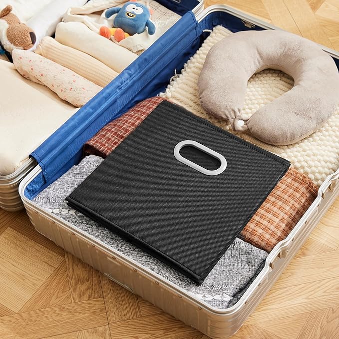 MAX Houser Fabric Storage Bins Cubes Baskets Containers with Dual Plastic Handles for Home Closet Bedroom Drawers Organizers 