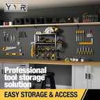 YYR Heavy Duty Power Tool Organizer Wall Mount, Cordless Drill Hanger Storage Rack, Battery Tools Holder with Charging Statio