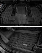 3W Floor Mats & Cargo Liner & Seatback Mats Fit with Jeep Grand Cherokee L 2021-2025 2026 (6-Seats w/o 2nd Row Center Armrest Only), All-Weather Full Set TPE Car Mats, Black