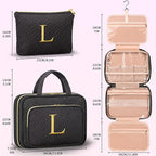 Gifts for Women, Initial Toiletry Makeup Bag Hanging Cosmetic Organizer with Embroidery Letter Personalized Nurse Teacher App