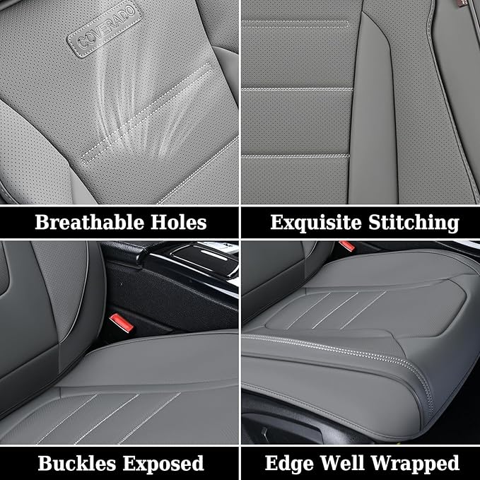 Coverado Seat Covers Full Set, Seat Covers for Cars, Gray Car Seat Cover, Waterproof Car Seat Protector, Nappa Car Seat Cushi