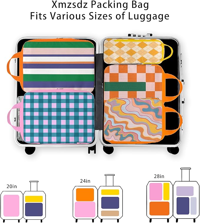 8 Pcs Compression Packing Cubes for Travel, Lightweight Waterproof Luggage Organizer Bags Set, Washable Packaging Cubes for W