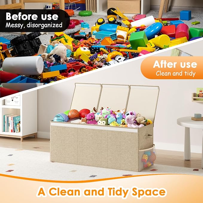 Extra Large Toy Box Chest with Lid, Kids Toy Storage Organizer for Boys Girls, Big Toy Bin Basket Extra Large Toy Storage Box
