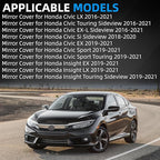 Driver Side Mirror Cover Replacement for Honda Civic 2016-2021, Insight 2019-2021 - Left Side Mirror Covers, Rear View Mirror Cap Carbon Fibre