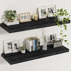 Vivelove Black Floating Shelves 35.4 Inches Wide, 12" Deep Wall Shelves for Bedroom, Bathroom, Living Room, Kitchen, Office, 