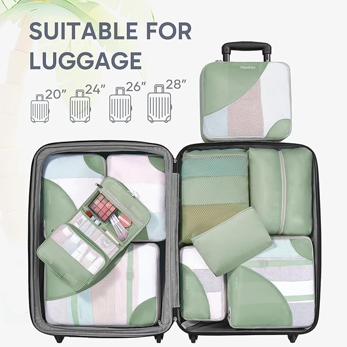 10 Set Packing Cubes for Travel, Gifts for Women Mom,Anti-Tearing Suitcase Organizer for Luggage with Shoe & Hanging Toiletry