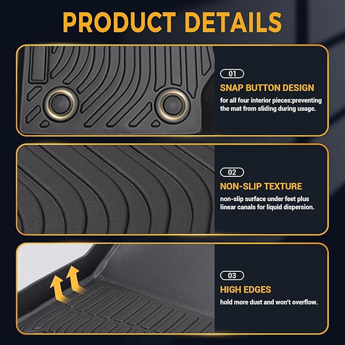 All Weather Floor Mats Compatible with 2011-2017 BMW X3 F25, 3D TPE Rubber Full Cover Protection Car Mats Full Set Liners Black