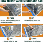 HIBAG Vacuum Storage Bags with Electric Pump, Vacuum Seal Space Saver Bags for Clothes, Clothing, Pillows, Blanket Bedding Co