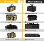 Joyfol Day Extra Large Utility Tote Bag, Reusable Grocery Bags Foldable, Upgraded Metal Frame, With Sturdy Handles Reinforced Bottom Heavy Duty Oxford Fabric Moving Shopping Bags, Sunflower