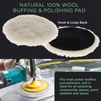 TCP Global 6.5 Inch Buffing Pads Set - 5 Waffle Foam Buffer Pads & 1 Wool Pad for Orbital Buffers, DA Polish Pad for Paint Correction, Polishing Kit for Auto & Boat Gelcoat Detailing