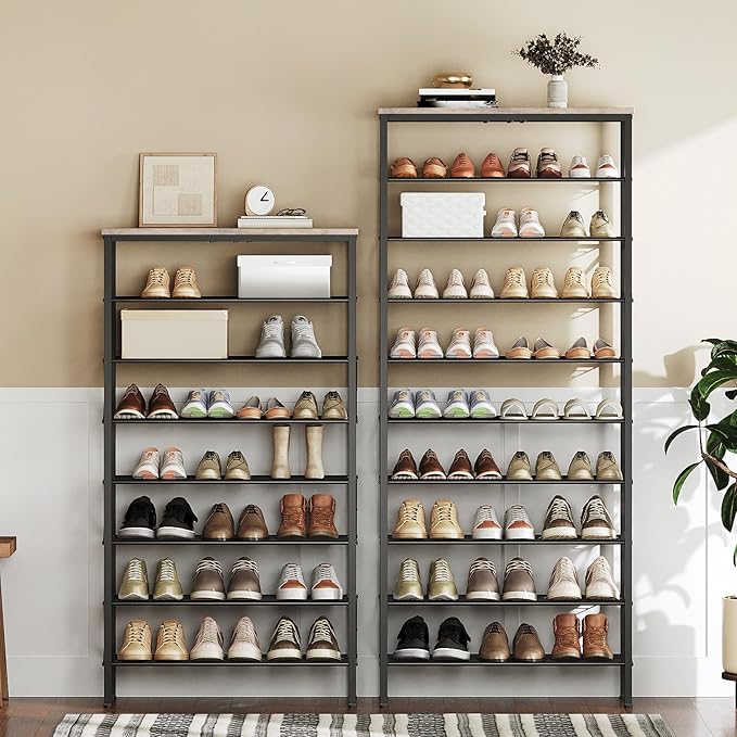 YATINEY 8 Tier Shoe Rack, Shoe Storage Organizer, Large Capacity Shoe Shelf Holds 32 Pairs of Shoes, Sturdy and Stable, for E