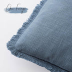 Foindtower Set of 2 Decorative Linen Fringe Throw Pillow Covers Cozy Boho Farmhouse Cushion Cover with Tassels Soft Accent Pi