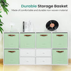 FinishingBo 6-Pack Storage Cubes with Handles & Label Holders Basket, Closet Cube Home Organizer Bins(Green, 13 x 13 x 13 inc