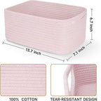 3-Pack Storage Baskets for Organizing | Woven Shelf Toy Basket | Rope Baskets for Gifts Empty | Closet Organizer Bins with Ha