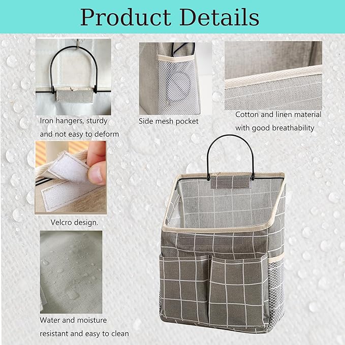 2pcs Wall Hanging Storage Bag,Wall Hanging Organizer Bags with Pockets, Wall Organizer Storage for Dormitory Bathroom Bedroom